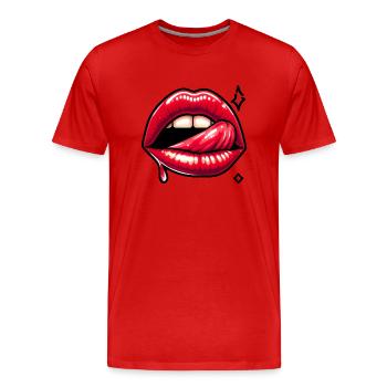 Schöne Lippen - unwiderstehliches Lächeln - Männer Premium Bio T-Shirt - Rot - Vorne - Damien (186cm)