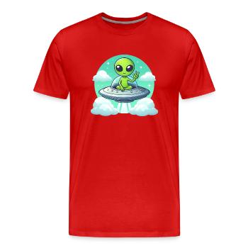 Alien Shows Peace - Men's Premium Organic T-Shirt - red - Front - Damien (186cm)