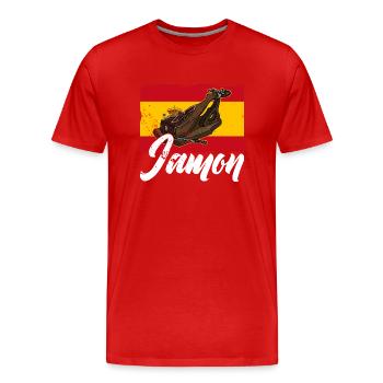 Jamon Spanien Vorspeise Schinken Schweinefleisch - Männer Premium Bio T-Shirt - Rot - Vorne - Damien (186cm)