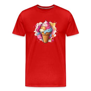 Leckeres buntes Softeis - Männer Premium Bio T-Shirt - Rot - Vorne - Damien (186cm)