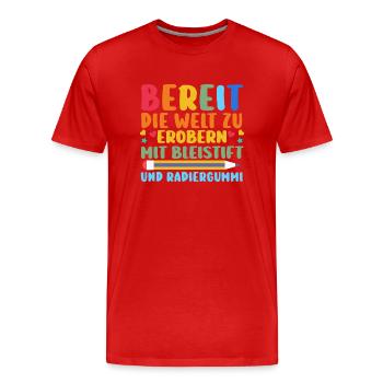 Daycare Leavers Back to School School Child Enrollment - Men's Premium Organic T-Shirt - red - Front - Damien (186cm)