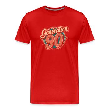 Génération 90 - T-shirt bio Premium Homme - rouge - Devant - Damien (186cm)