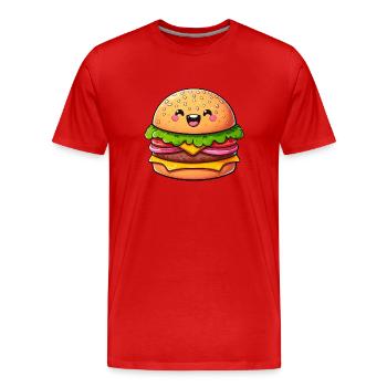 Délice de burger kawaii - T-shirt bio Premium Homme - rouge - Devant - Damien (186cm)