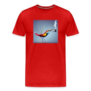 Autiactis Art - Kaffeevogel - Männer Premium Bio T-Shirt - Rot - Vorne - Damien (186cm)