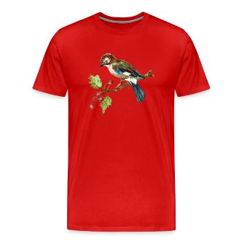 Bunter Vogel - Männer Premium Bio T-Shirt - Rot - Vorne - Damien (186cm)
