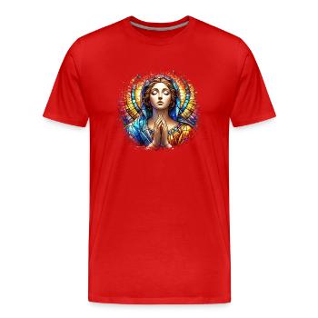 Holly Mary Maria Madonna Mariana Virgin Mary Holy - Men's Premium Organic T-Shirt - red - Front - Damien (186cm)