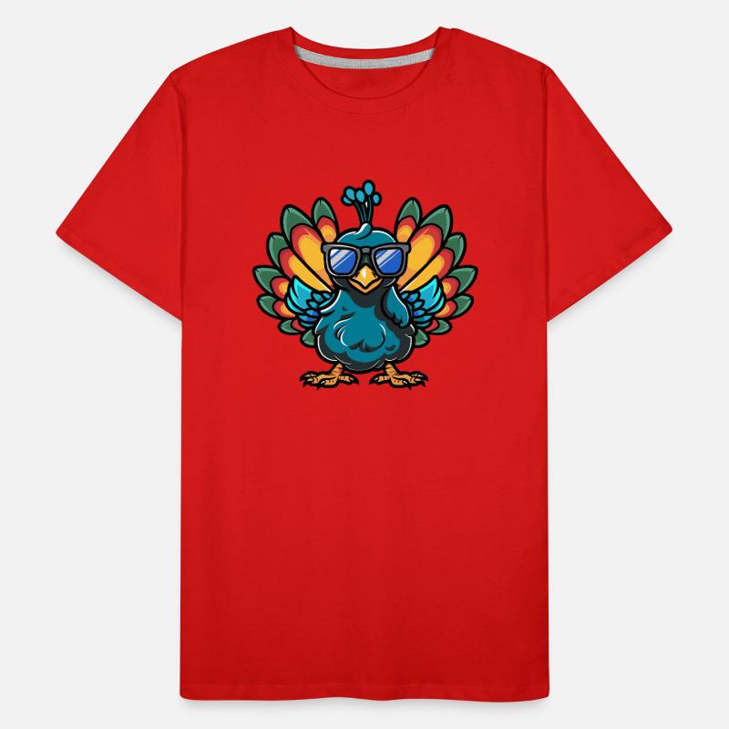Peacock Bird Comic Cool Men's Premium Organic T-Shirt