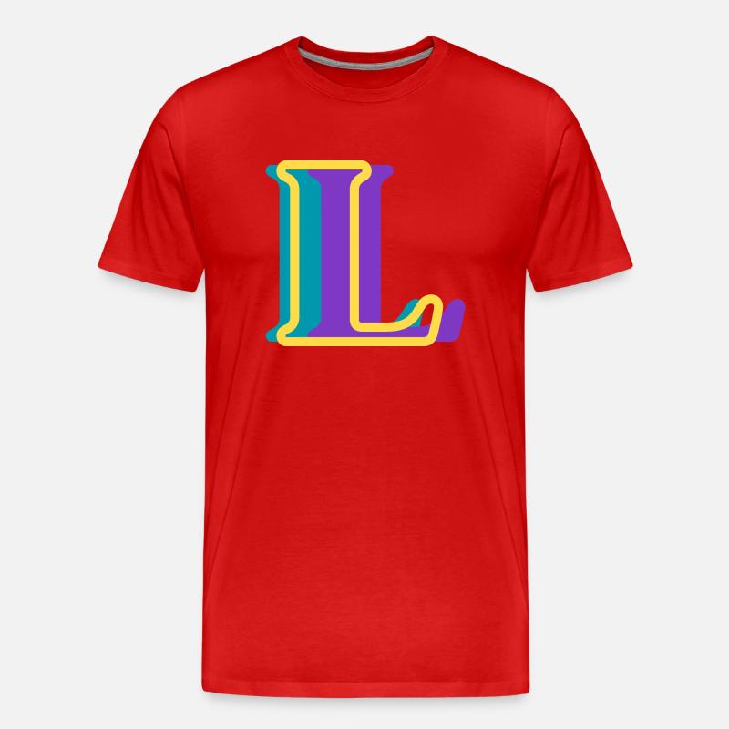 Mehrfarbiger Buchstabe l - Männer Premium Bio T-Shirt - Rot
