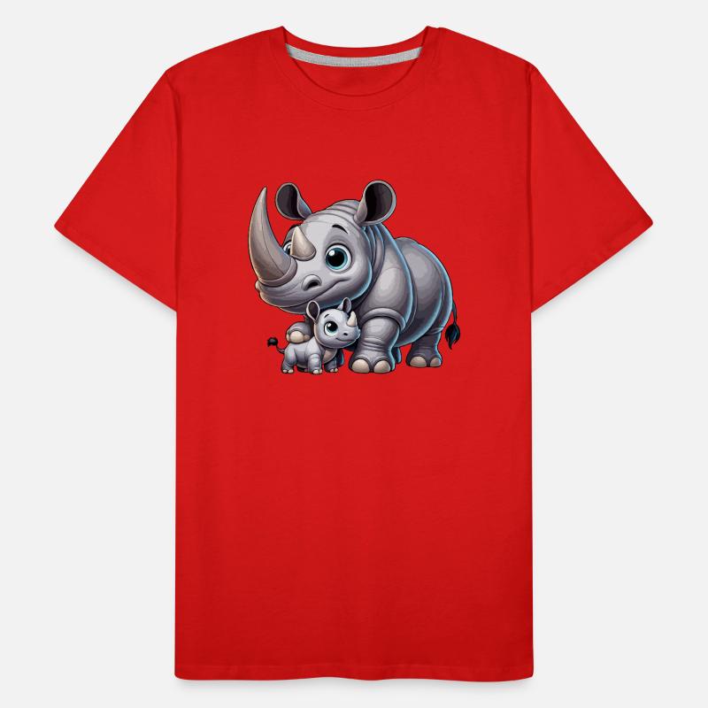 Nashornmutter mit Kind Männer Premium Bio T-Shirt