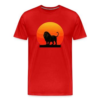 Lion au lever du soleil - T-shirt bio Premium Homme - rouge - Devant - Damien (186cm)