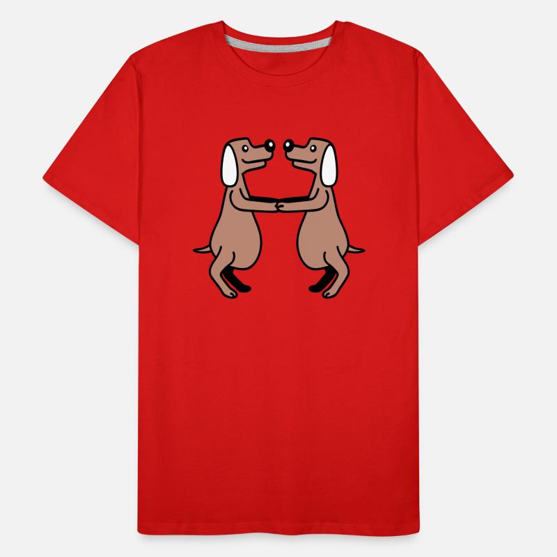 2 chiens gros ventre en surpoids dansant ensemble T-shirt bio Premium Homme