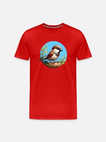 Sparrow on a branch - Men's Premium Organic T-Shirt - red