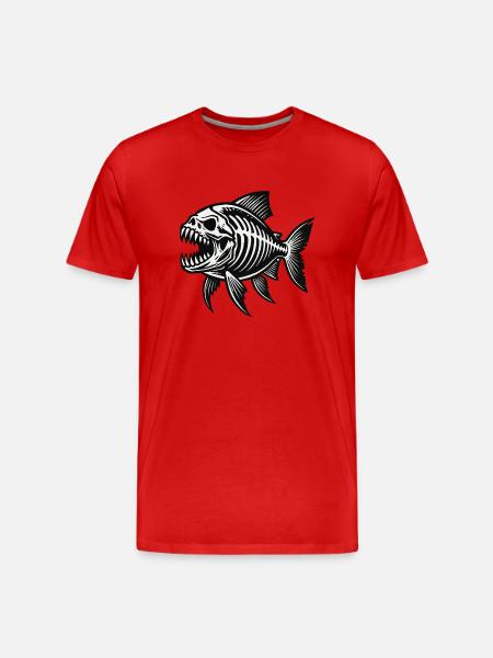 Skeleton Piranha - Men's Premium Organic T-Shirt - red