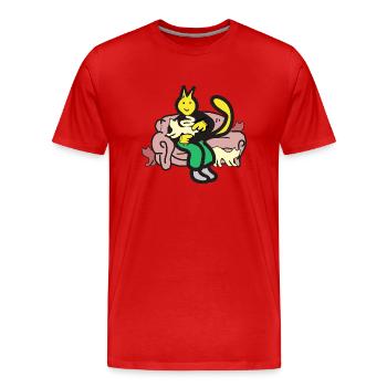Chat personne - T-shirt bio Premium Homme - rouge - Devant - Damien (186cm)