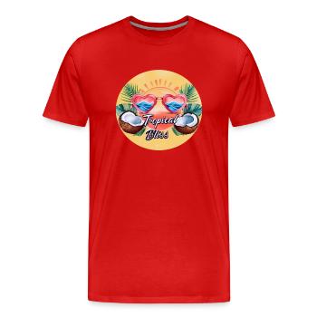 Tropical Bliss - Men's Premium Organic T-Shirt - red - Front - Damien (186cm)