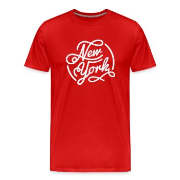 New York, Vintage style lettrage blanc - T-shirt bio Premium Homme - rouge - Devant - Damien (186cm)