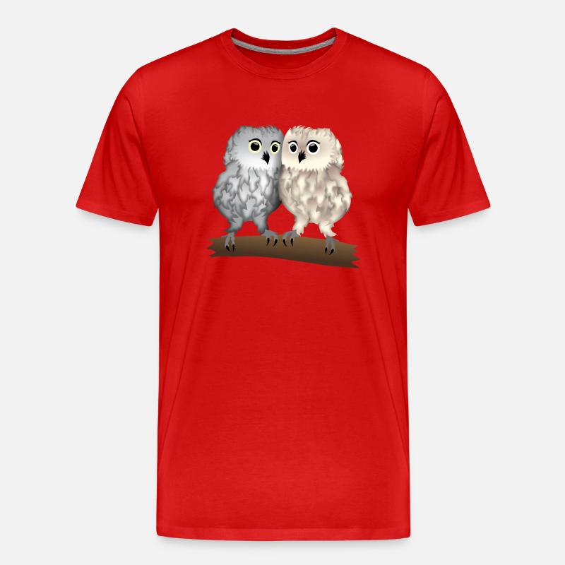 Eulen hell - Männer Premium Bio T-Shirt - Rot