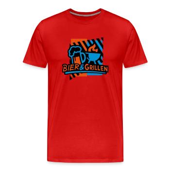 Bier & Grillen 02 - Männer Premium Bio T-Shirt - Rot - Vorne - Damien (186cm)