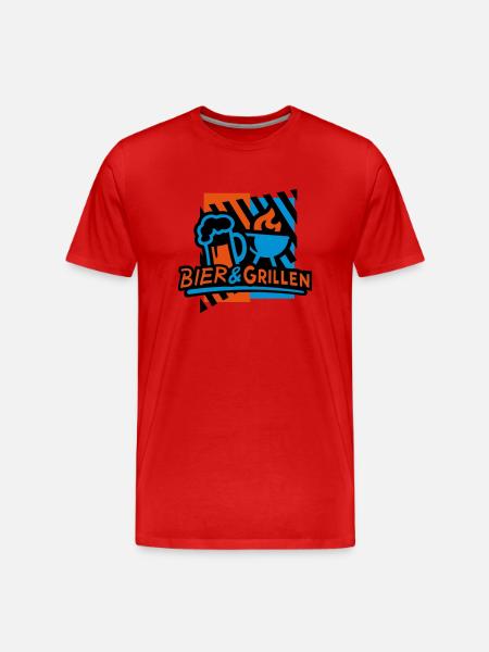 Bier & Grillen 02 - Männer Premium Bio T-Shirt - Rot