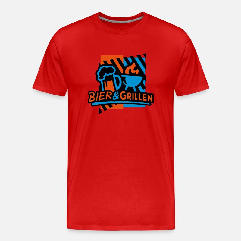Bier & Grillen 02 - Männer Premium Bio T-Shirt - Rot