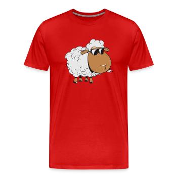 Sheep sunglasses grazing eat silly grass herd s - Men's Premium Organic T-Shirt - red - Front - Damien (186cm)