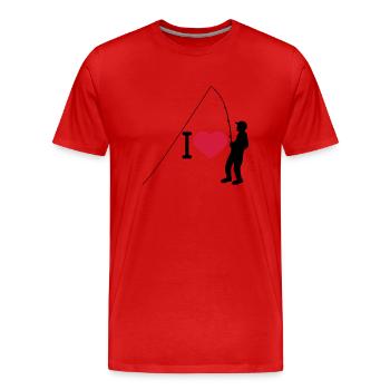 J'aime le coeur de pêche pêcheur amour silhouette sport c - T-shirt bio Premium Homme - rouge - Devant - Damien (186cm)