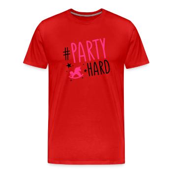 unicorn party hard - Männer Premium Bio T-Shirt - Rot - Vorne - Damien (186cm)