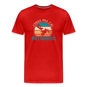J'peux pas jai motocross cadeau humour moto motard - T-shirt bio Premium Homme - rouge - Devant - Damien (186cm)