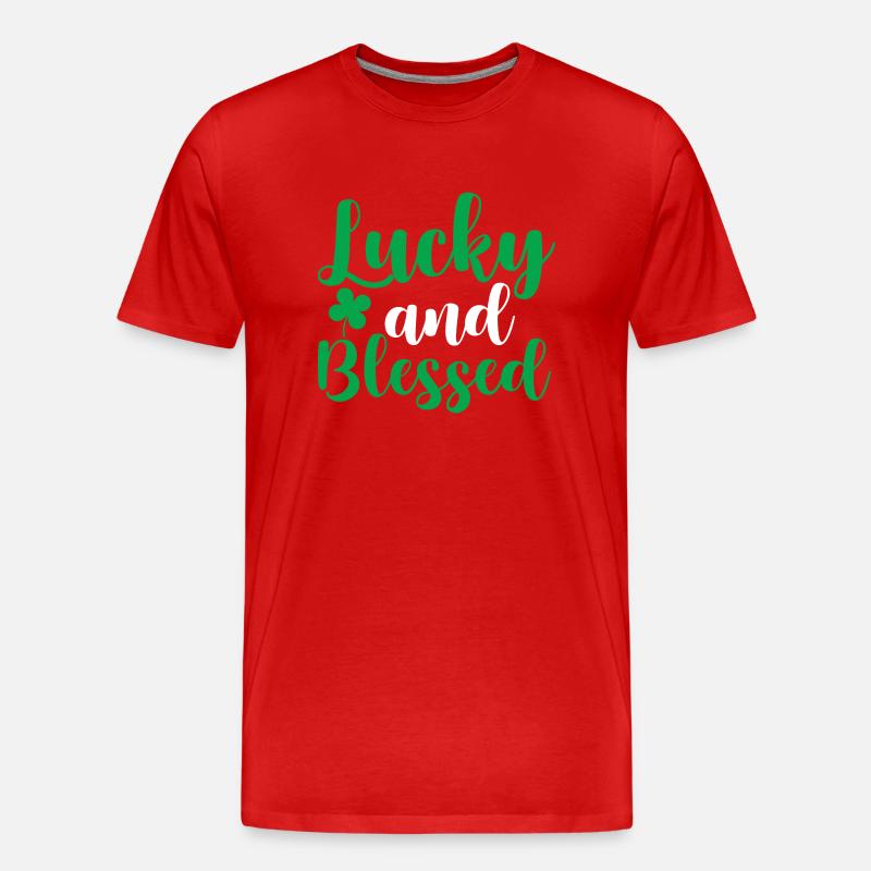 Glücklich und gesegnet - Männer Premium Bio T-Shirt - Rot
