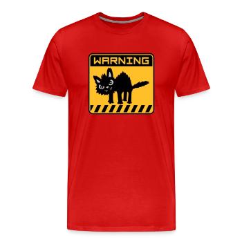 Warning dangerous cat - Men's Premium Organic T-Shirt - red - Front - Damien (186cm)
