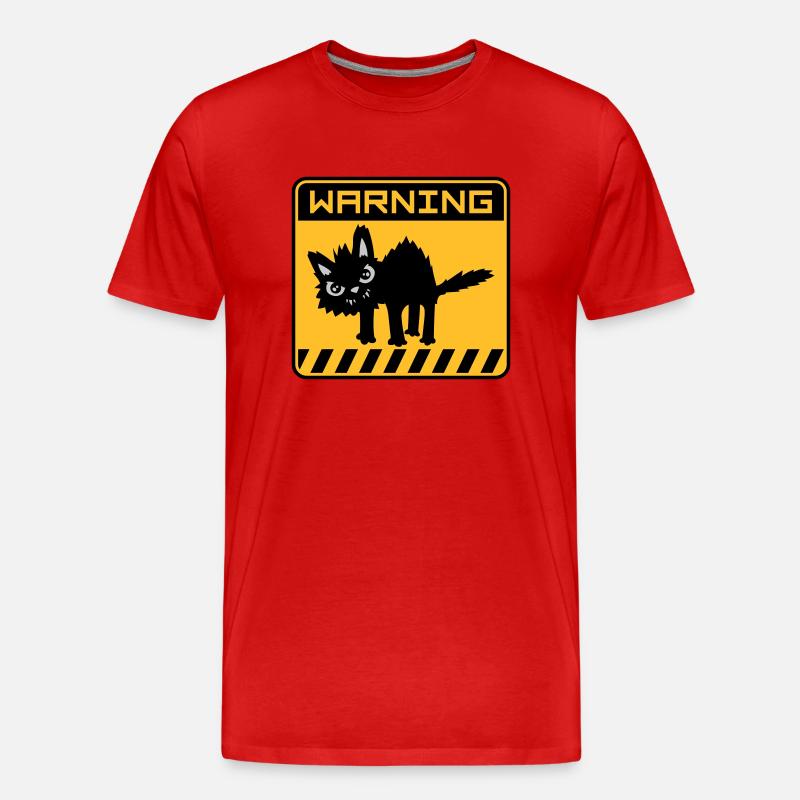 Warnung gefährliche Katze - Männer Premium Bio T-Shirt - Rot