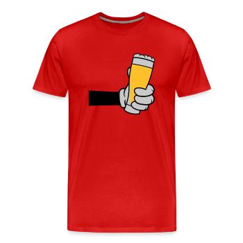 Verre à bière grillée Comic Hand - T-shirt bio Premium Homme - rouge - Devant - Damien (186cm)