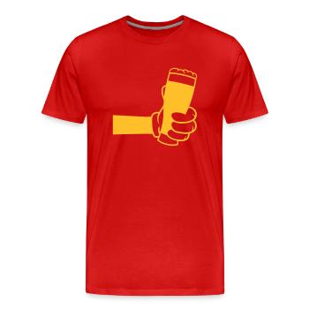Toast Beer Glass Comic Hand - T-shirt bio Premium Homme - rouge - Devant - Damien (186cm)