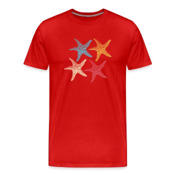 Couleurs rétro Starfish Animal Coloré Sea Silhouette 2 - T-shirt bio Premium Homme - rouge - Devant - Damien (186cm)