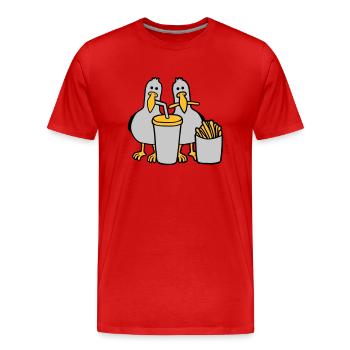Fast-food mouettes volées - T-shirt bio Premium Homme - rouge - Devant - Damien (186cm)