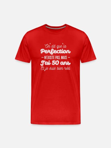 perfection 50 ans / anniversaire 50 ans - T-shirt bio Premium Homme - rouge