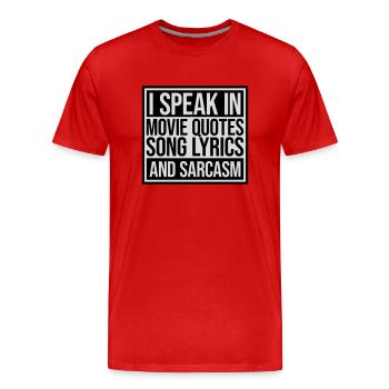 parler des paroles et du sarcasme - T-shirt bio Premium Homme - rouge - Devant - Damien (186cm)