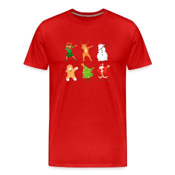 Dabbing Christmas Gingerbread Man Christmas Tree - Men's Premium Organic T-Shirt - red - Front - Damien (186cm)