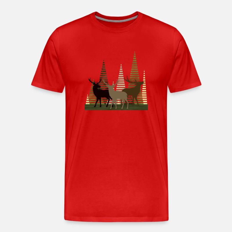 Hirsch - Männer Premium Bio T-Shirt - Rot