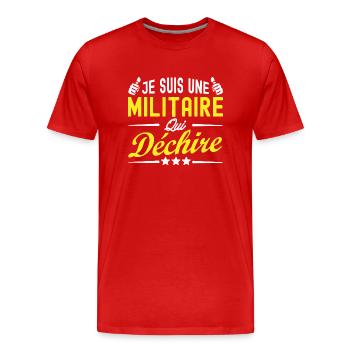 militaire qui déchire / cadeau femme militaire - T-shirt bio Premium Homme - rouge - Devant - Damien (186cm)