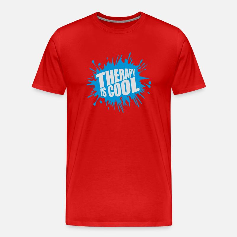 therapy is cool Zitat - Männer Premium Bio T-Shirt - Rot