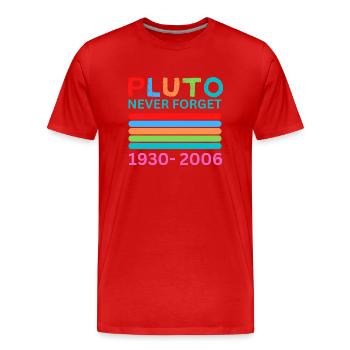 Pluto Never Forget Retro Space Science Pluto Desig - Men's Premium Organic T-Shirt - red - Front - Damien (186cm)