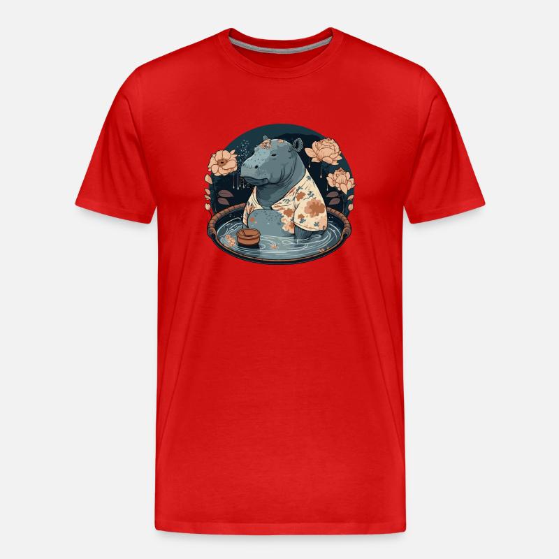 Nilpferd 2 - Männer Premium Bio T-Shirt - Rot