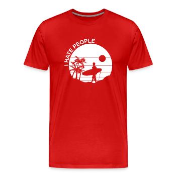 Surfing Surfboard Surfer Geschenkidee - Männer Premium Bio T-Shirt - Rot - Vorne - Damien (186cm)