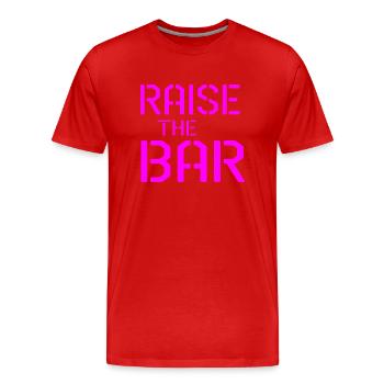 Raise the bar gym quote - Men's Premium Organic T-Shirt - red - Front - Damien (186cm)