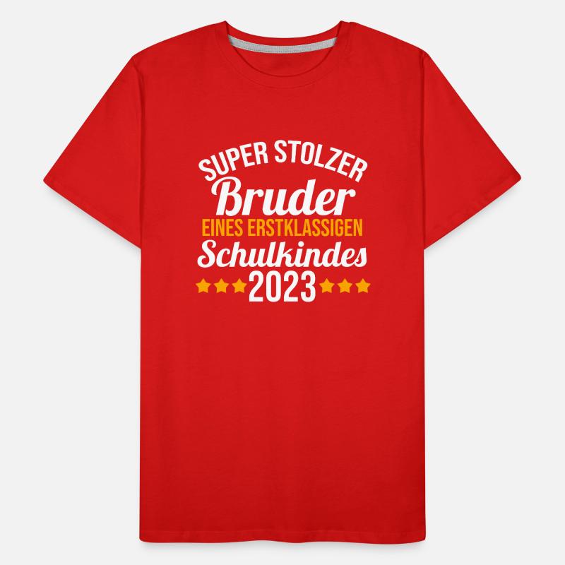 Stolzer Bruder eines Schulkind 2023 Einschulung Männer Premium Bio T-Shirt