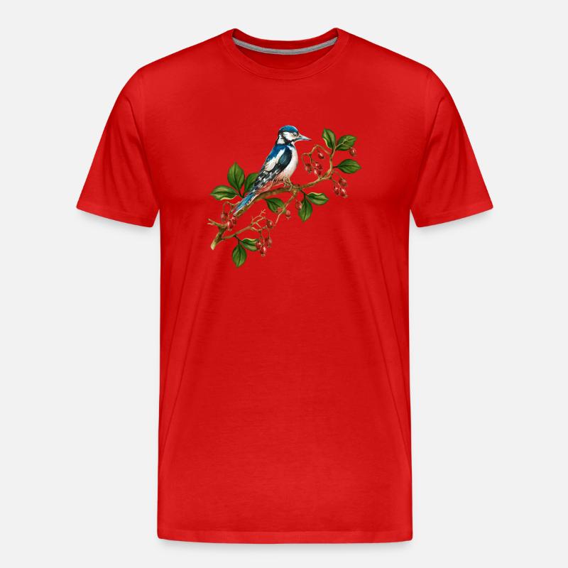 Bunter Vogel - Männer Premium Bio T-Shirt - Rot