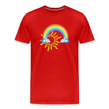 Regenbogen - Männer Premium Bio T-Shirt - Rot - Vorne - Damien (186cm)
