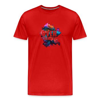 overthinker fish - Männer Premium Bio T-Shirt - Rot - Vorne - Damien (186cm)