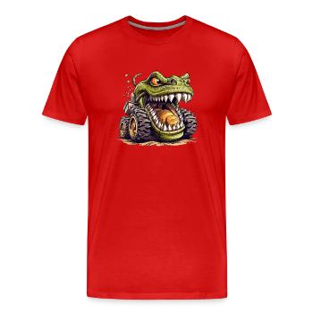 The combine harvester in modern agriculture - Men's Premium Organic T-Shirt - red - Front - Damien (186cm)